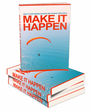 Make It Happen ebook cover featuring a paraglider over a bright blue ocean, symbolizing ambition and freedom